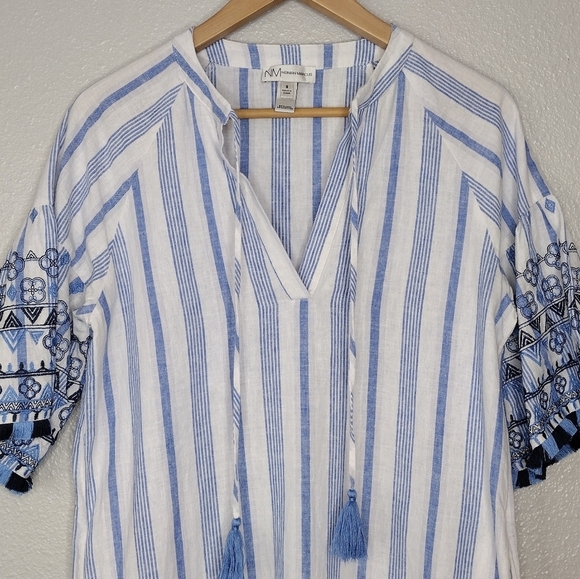 Neiman Marcus Women's Linen Cotton Blend Striped Tunic Dress Size Small - Picture 3 of 16